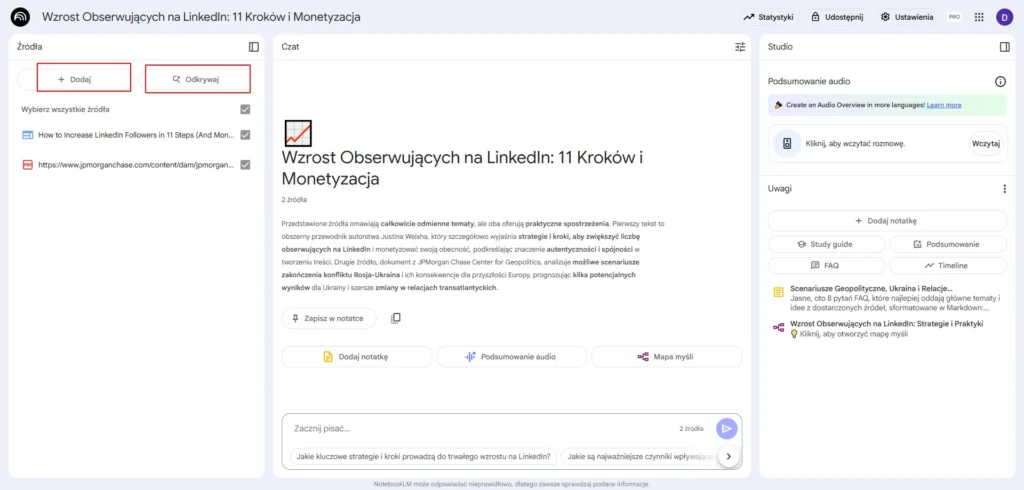 Narzędzie NotebookLM 